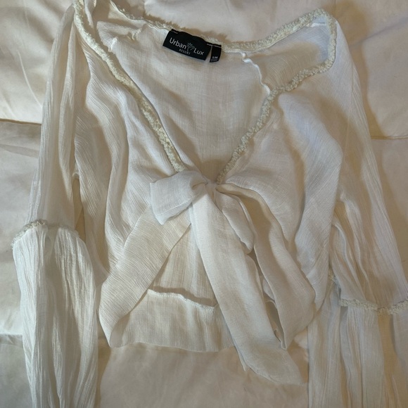 Beachy Boho Front Long Sleeve Coverup Blouse Top - Picture 3 of 5